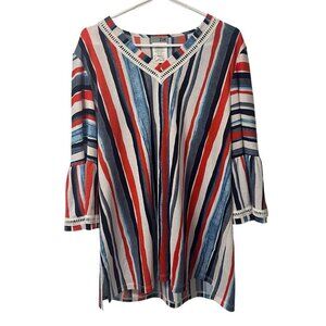 Zoe Tunic Top SIze XXL‎ Colorful Lightweight Summer Bell Sleeves Preppy Travel